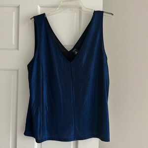 Blue shimmery sleeveless top